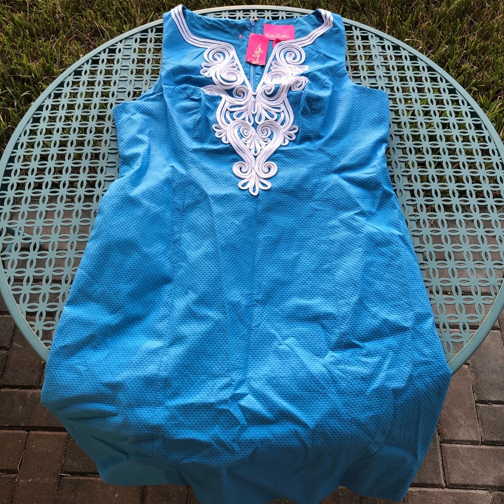 Lilly Pulitzer Light Blue Mini Dress with White Embroidered Yoke - Picture 2 of 8